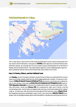 example page 2 from our offline Travel Guide for Falkland Islands